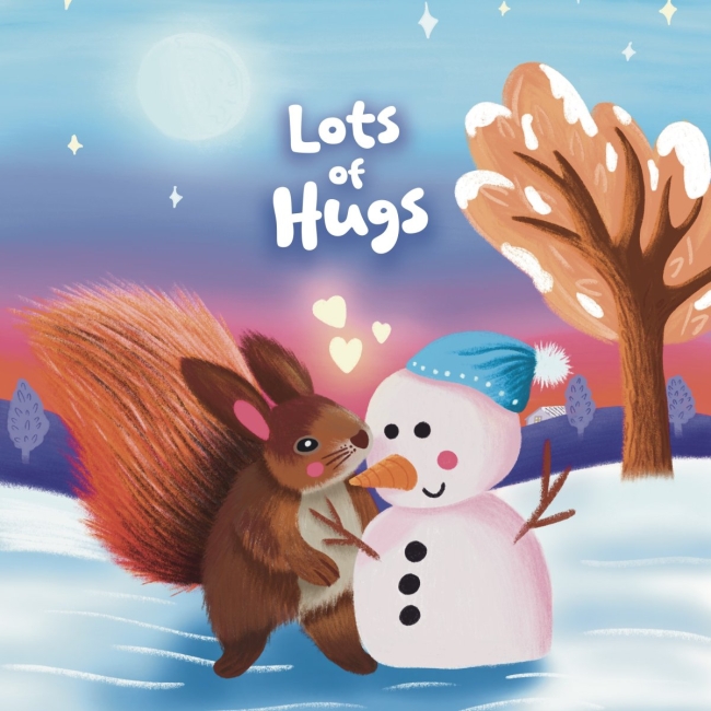 Carte de voeux - Écureuil et Bonhomme de neige