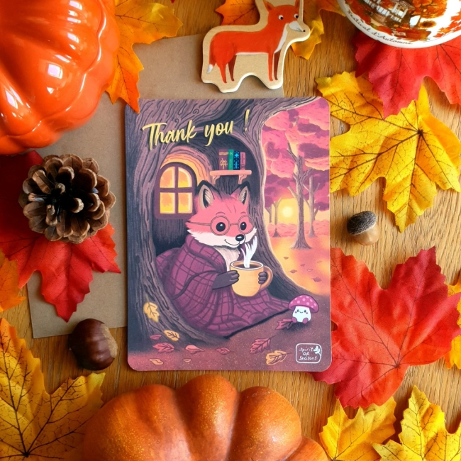 Carte de voeux - Renard Champignon