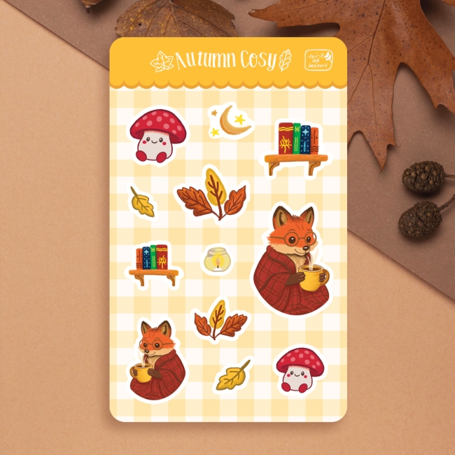 Planche de Stickers - Renard Automne